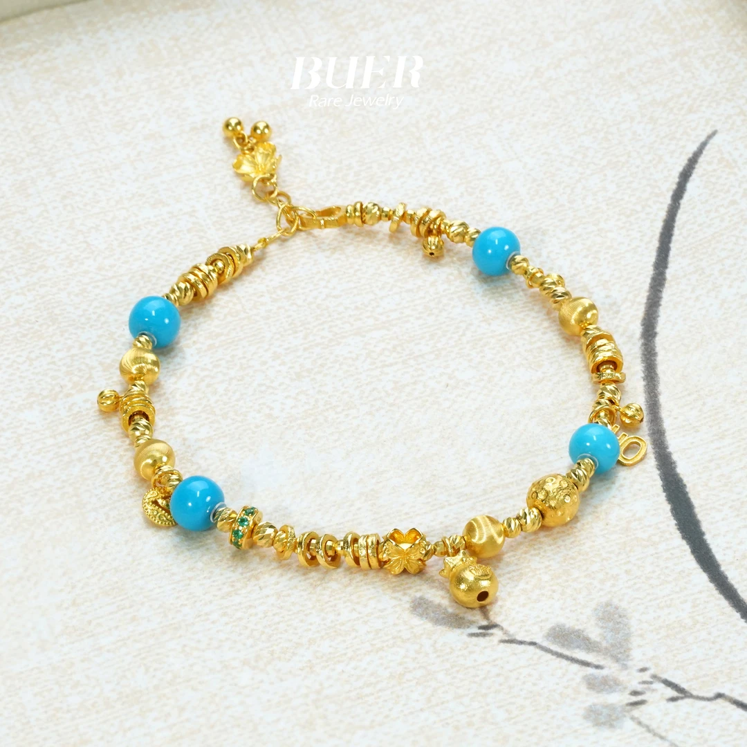 【不二】大富 | 睡美人蓝松18K金盘缠DIY手链