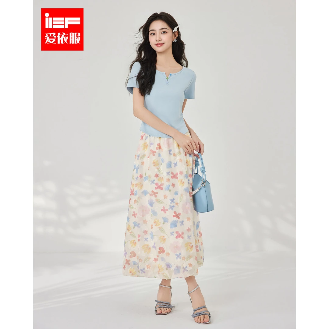 IEF/爱依服套装2025夏季新款通勤艺术感度假风温柔气质女上下套裙
