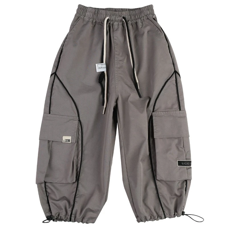 K5049儿童春夏款两穿工装布裤男童直筒长裤潮童装拼接裤休闲裤