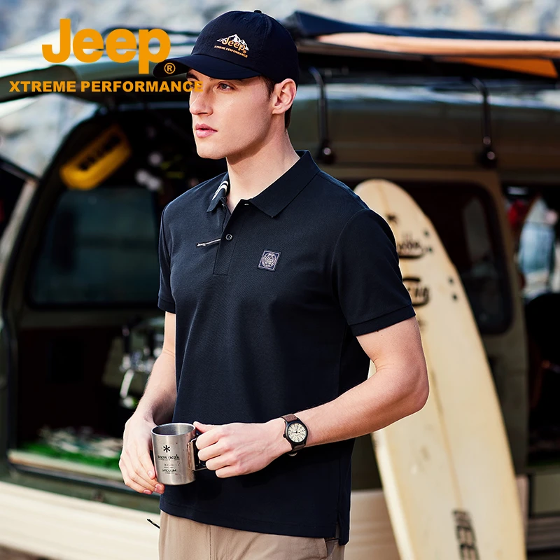 JEEP/吉普男士短袖Polo衫户外运动凉感休闲衣翻领男装t恤春夏旅行