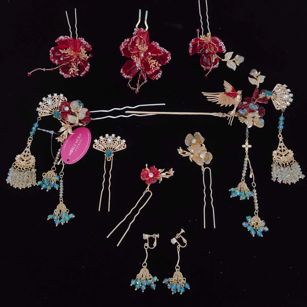 合金婚庆饰品 2025独家新款中式精致红色新娘饰品356