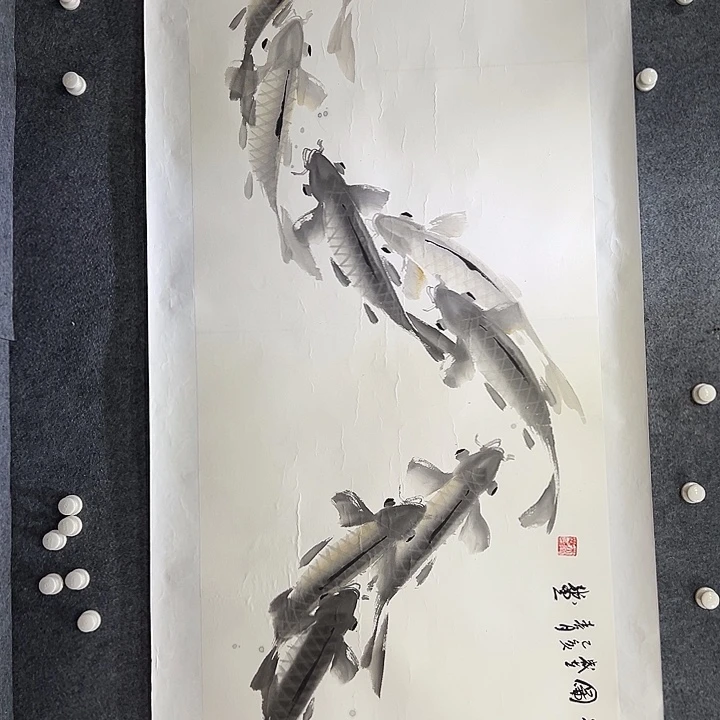 国画知鱼之乐纯手绘