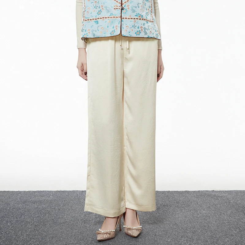 直筒长裤时尚光泽感裤子休闲裤女51JE0P0017