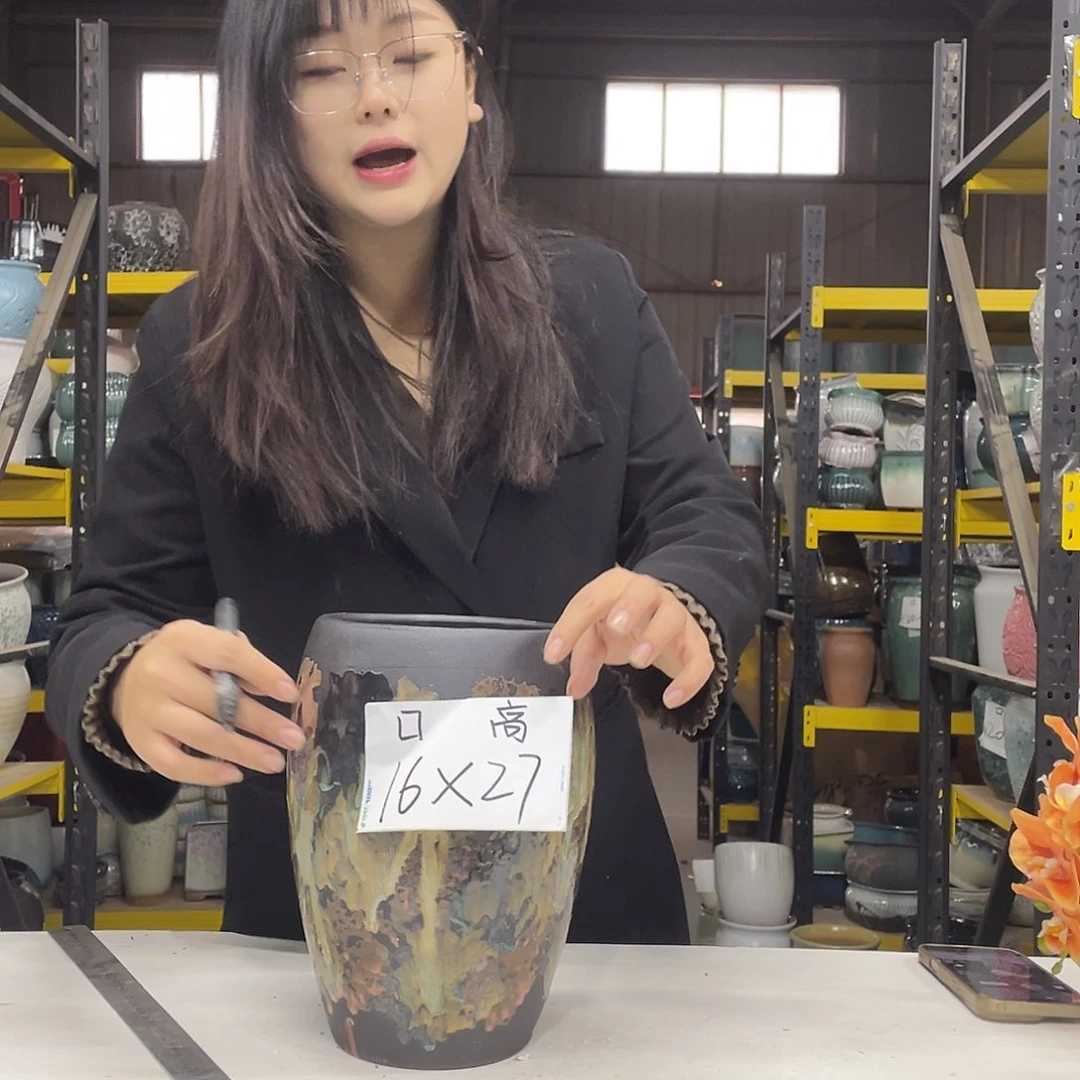 宜兴紫砂粗陶花盆