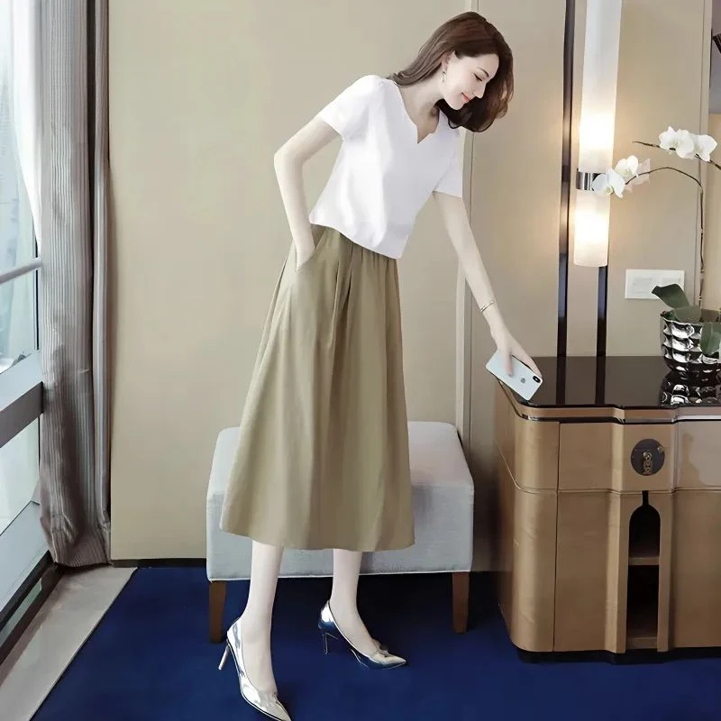 小香风裙子两件套上衣休闲收腰简约半身裙时尚大码夏季套装女时尚