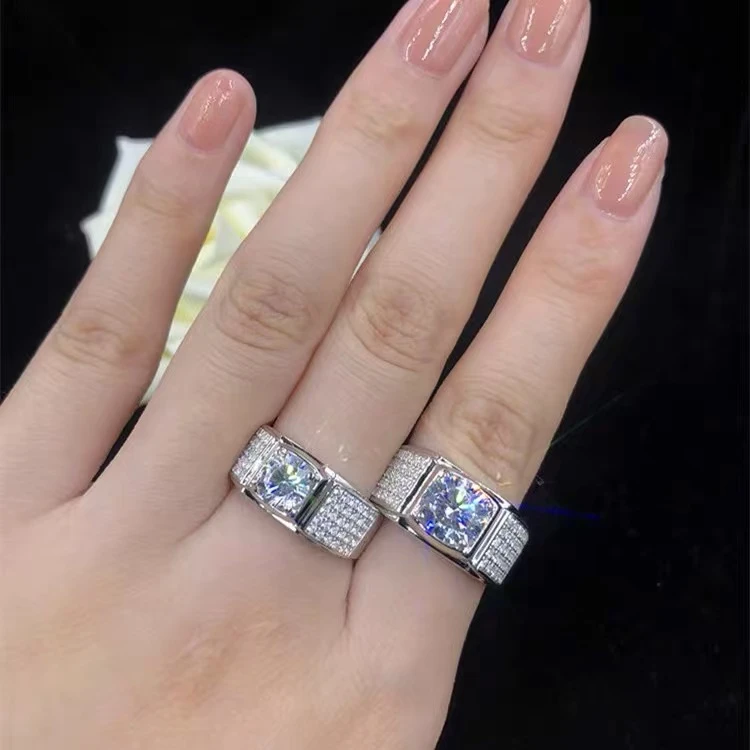 925银莫桑石银制品 【中版满天星】男士男款时尚简约结婚经典豪华
