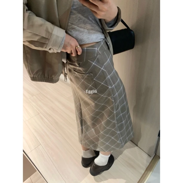 【复古格纹半裙】小众低腰半裙