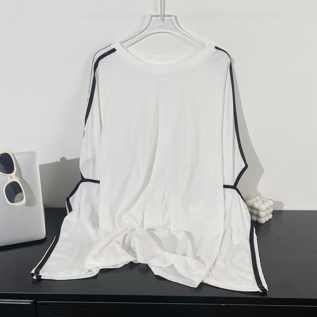 小韩日记【杂志T】T恤长袖时尚百搭夏季休闲圆领简约 设计轻奢8322