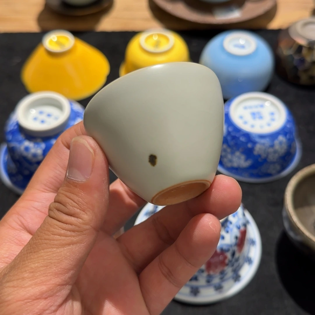 杯日**月青花洒蓝杯，茶杯