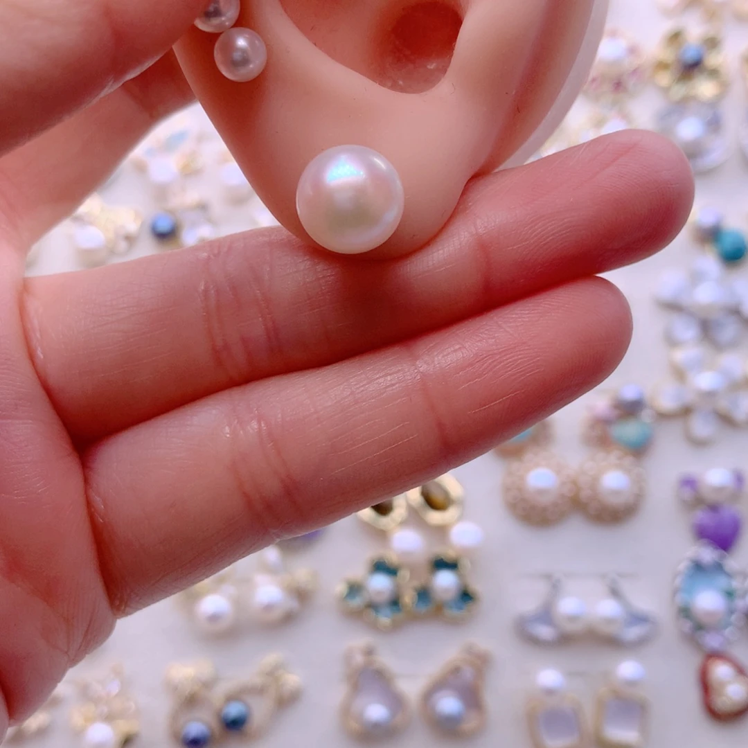 淡水珍珠合金耳饰