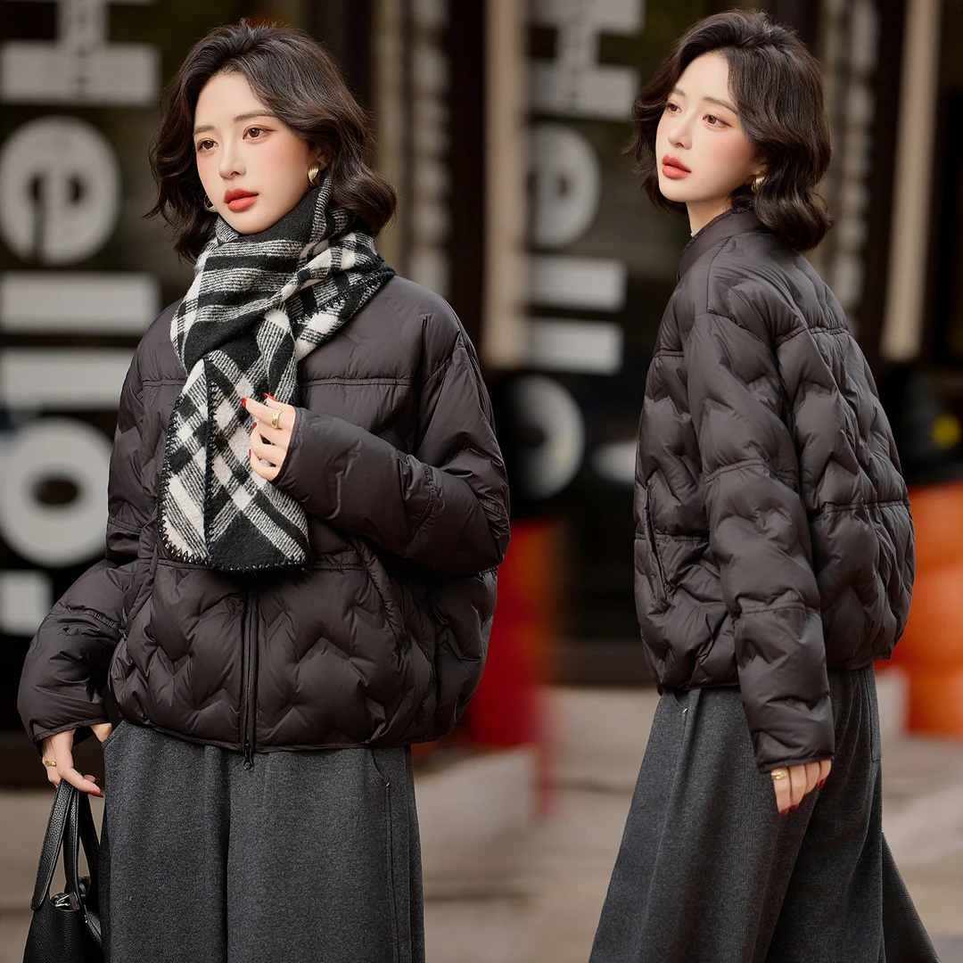 黑色短款羽绒服女款爆款2025新款正品冬季时尚百搭轻薄90白鸭绒外