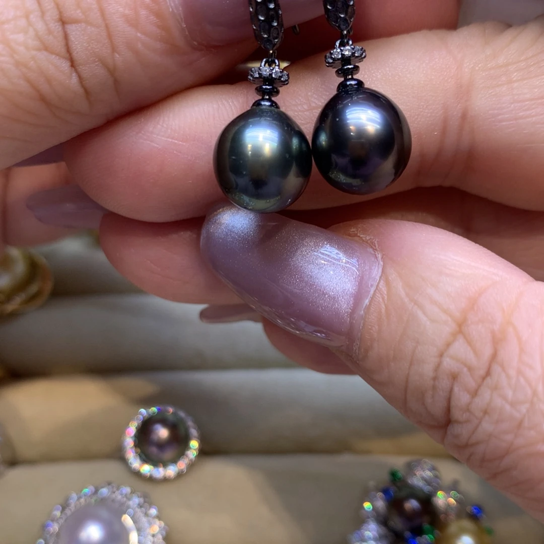 银S925镶嵌耳饰海水珍珠