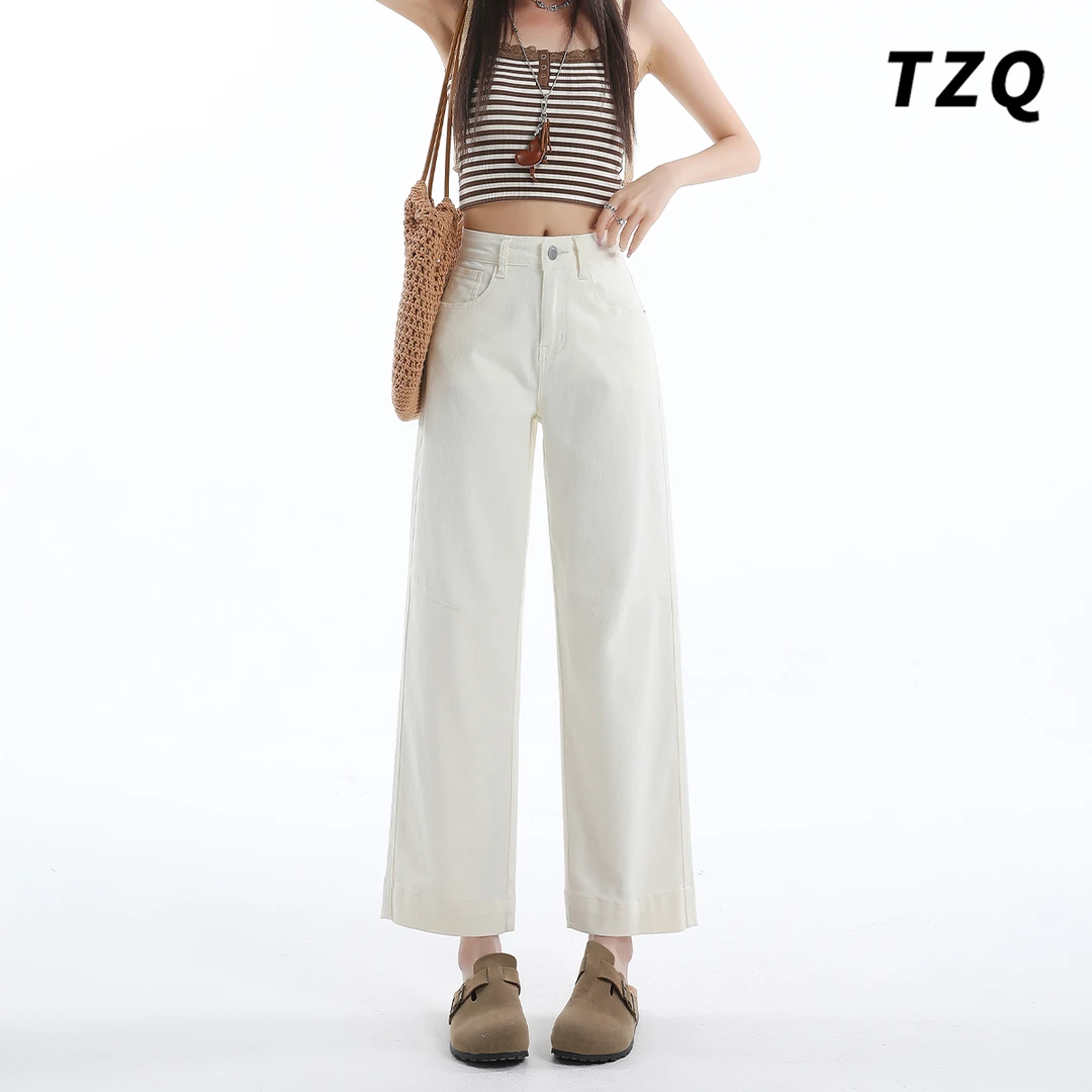 休闲直筒百搭九分牛仔秋季窄版厚款烟管裤极简法棍裤子TZQ2571719
