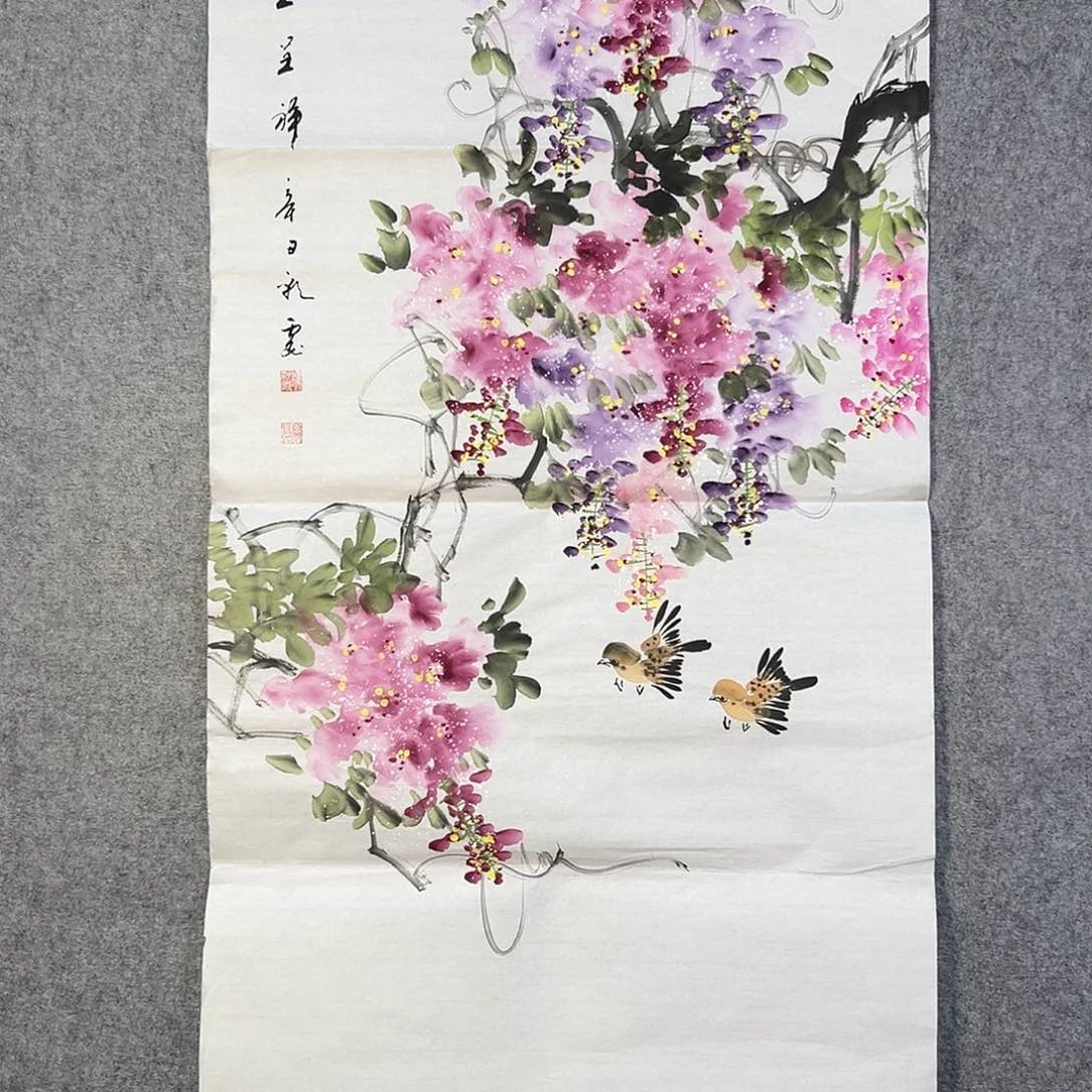 国画472 花鸟在此处飞翔也有了