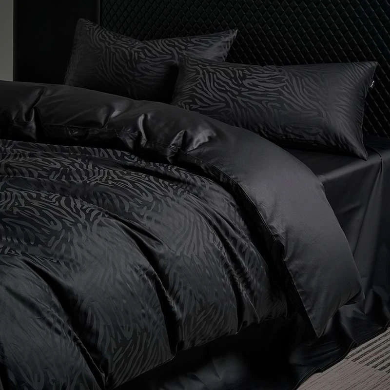 豹纹轻奢高级感色织提花四件套床单被套件牛奶绒四件套床上用品