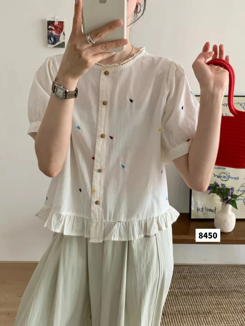 8450#刺绣小衫夏季百搭