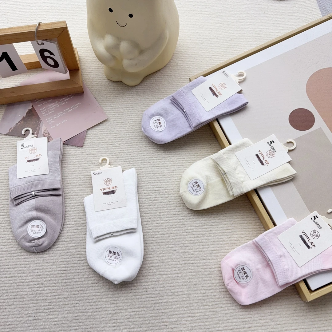 L6130-03 十双女袜纯色休闲简约中筒袜
