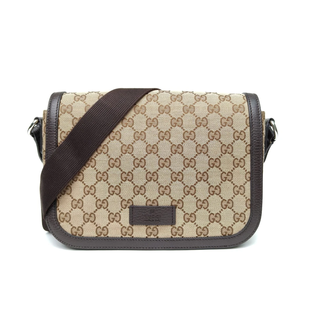 95新 GUCCI/古驰 【娇】老花 帆布 银扣邮差斜跨包 926936