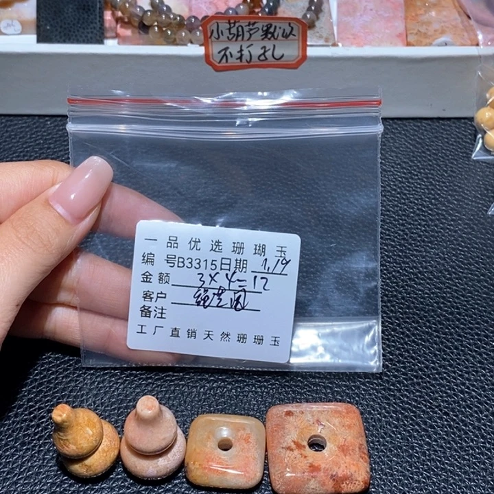 硅化珊瑚(珊瑚玉)颈饰合金绳*阁3315