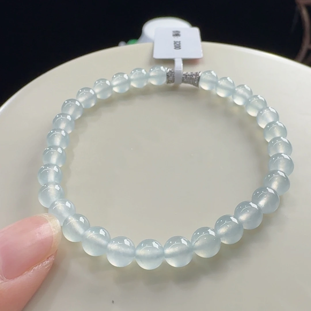 翡翠未镶嵌手链高冰白冰单圈卡5.5mm