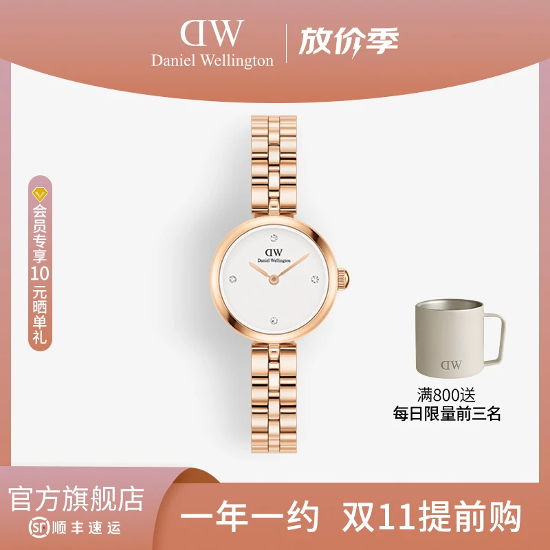 DanielWellington【官旗】dw手表女款PETITE小圆表轻奢DW小金表链条