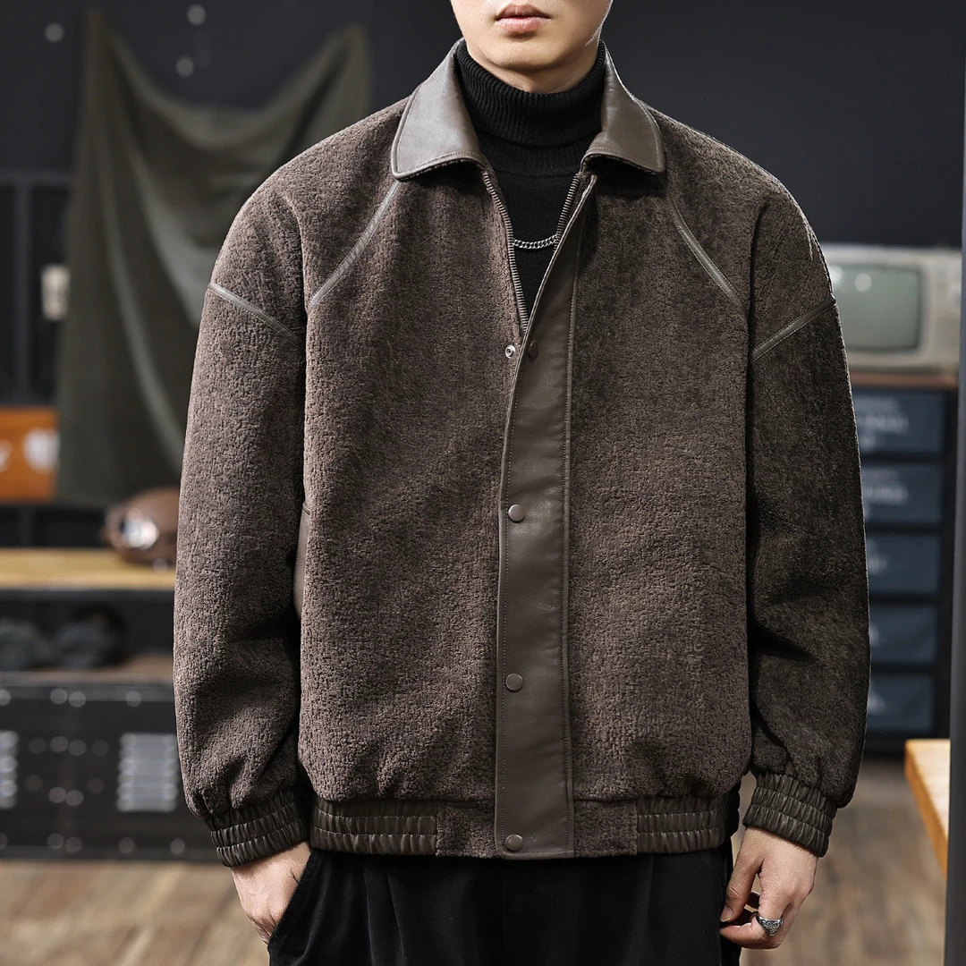 U&PURA高端美式潮流拼接翻领羽绒服男士2025冬季新款加厚保暖