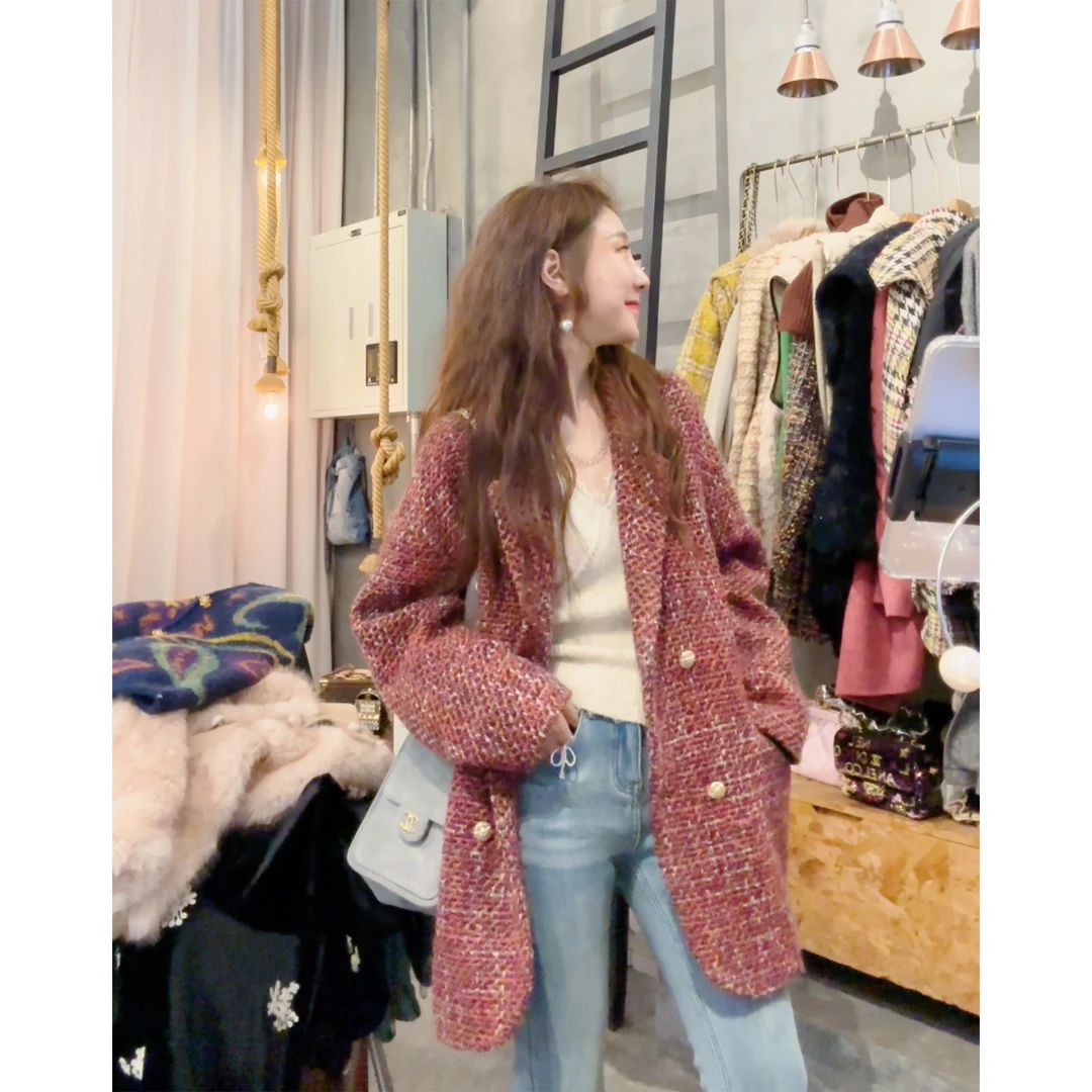 S41212869素拉那里 定制白鹅绒韩系复古重工编织小香羽绒服外套羊