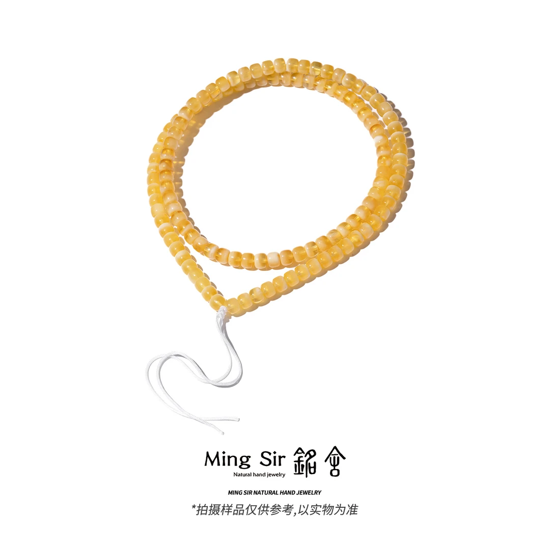 【铭舍 玄天·金花108VS】俄料蜜蜡精工极限弧108念珠素款不挑瑕