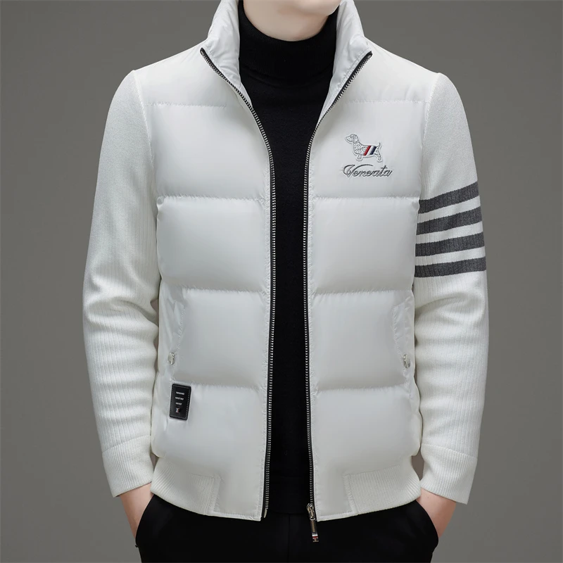 【轻奢大牌】  冬季保暖厚款时尚短款白鸭绒羽绒外套男装
