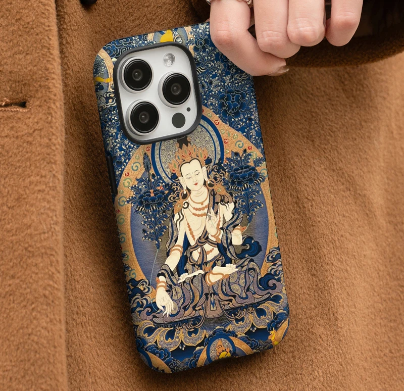 白度母•适用oppo苹果16promax华为vivo新中式iPhone15手机壳防摔