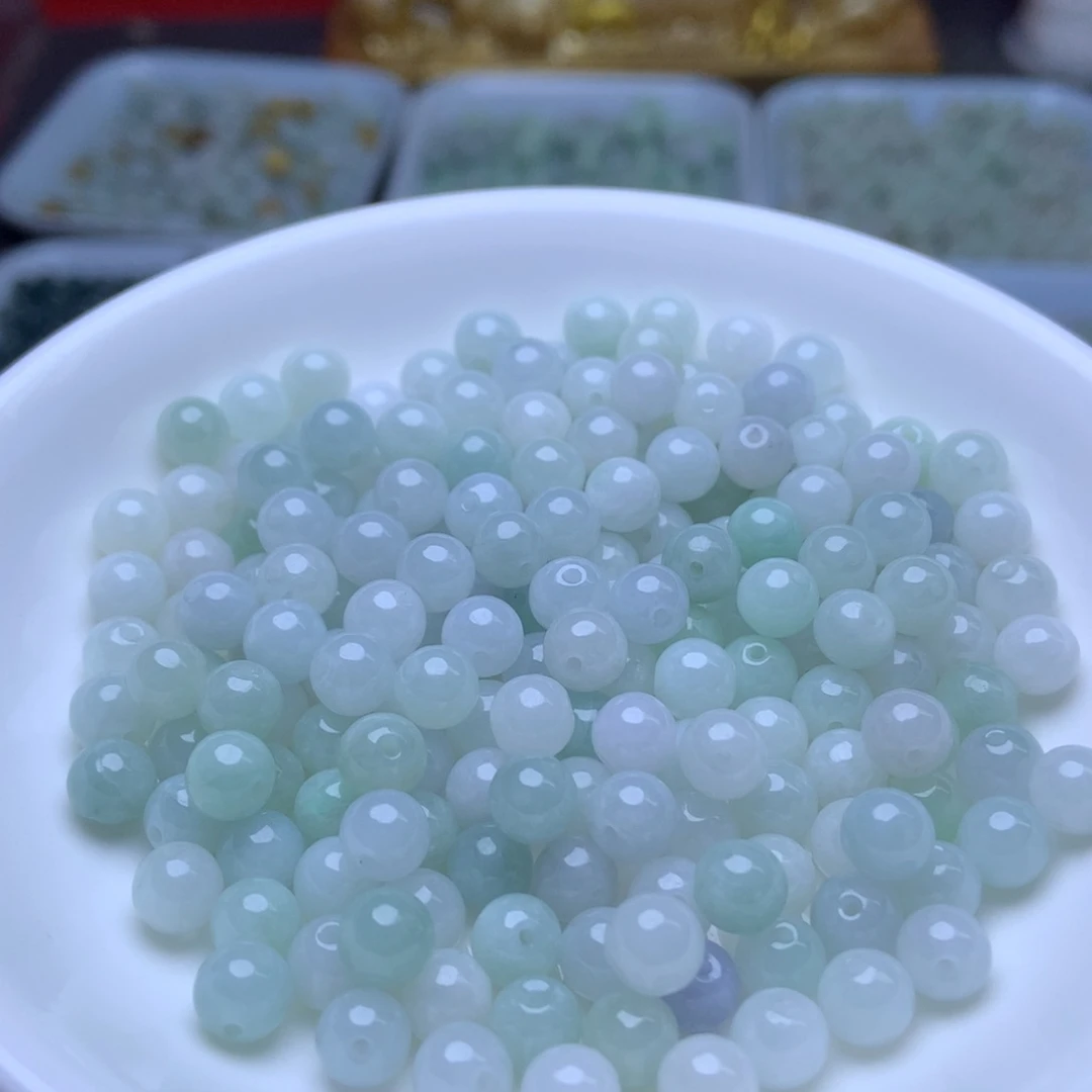 未镶嵌手链翡翠卡6冰绿白108个