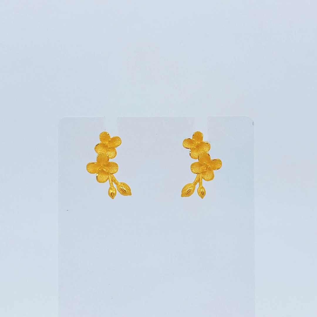 足金999黄金花花耳钉2.75