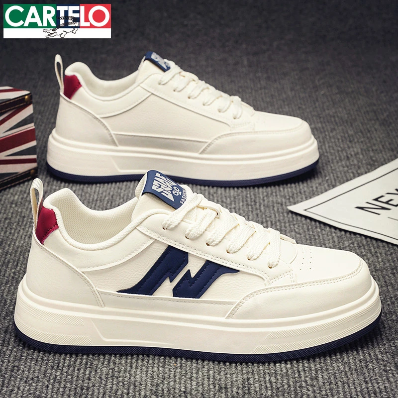 卡帝乐鳄鱼板鞋男鞋秋季款2025新款透气软底休闲轻奢小白鞋子男士