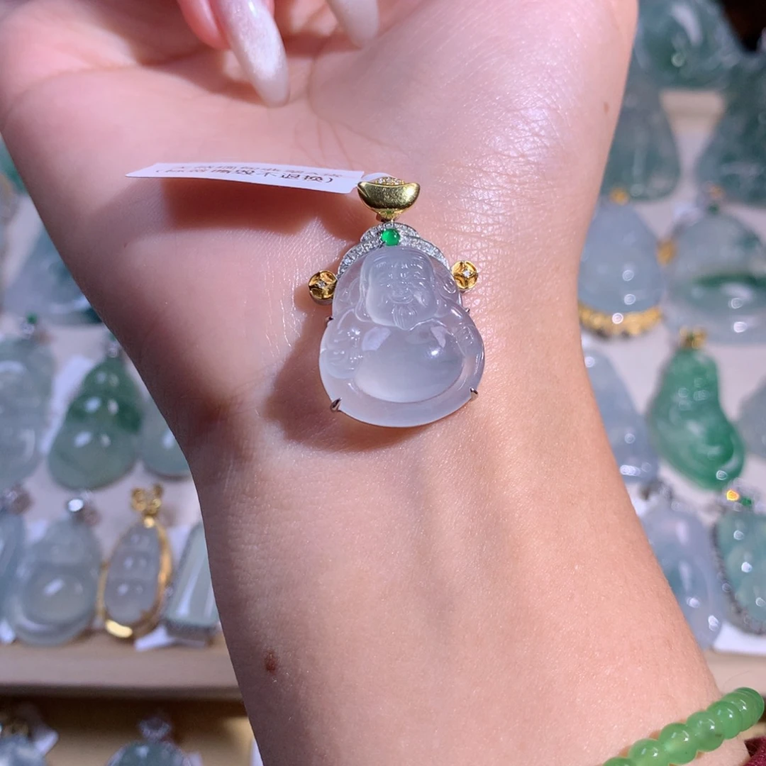 翡翠吊坠(不含链)18K金镶嵌