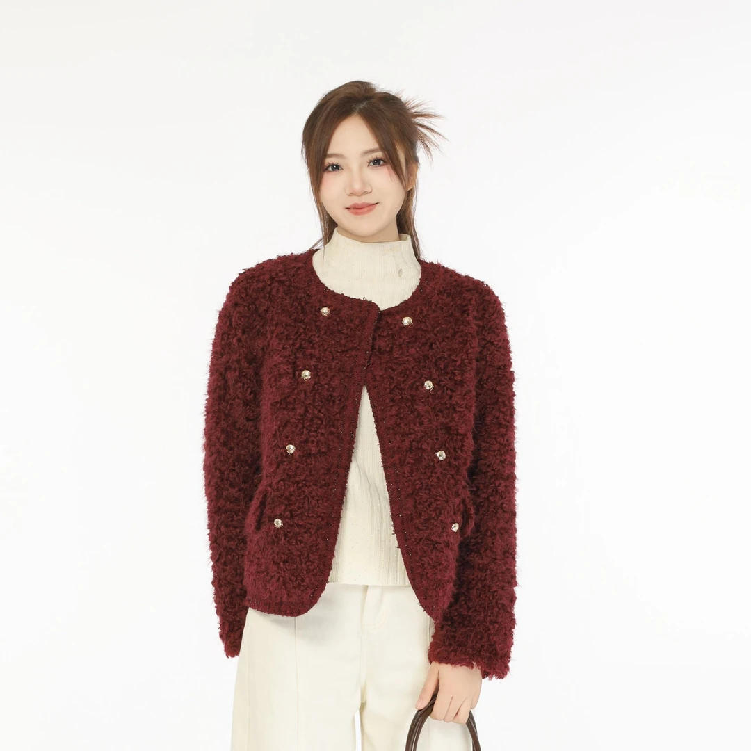 KYL可依莱-小香风外套气质红色短款宽松显瘦DD6M0112