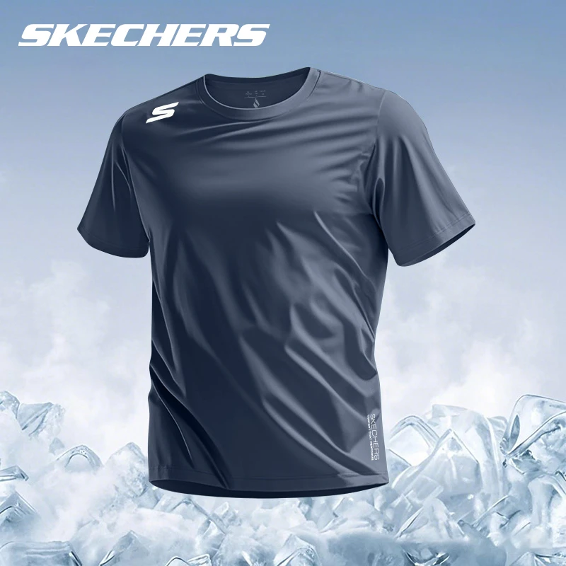 斯凯奇运动速干短袖男夏季冰丝t恤跑步健身训练服正品透气半袖男