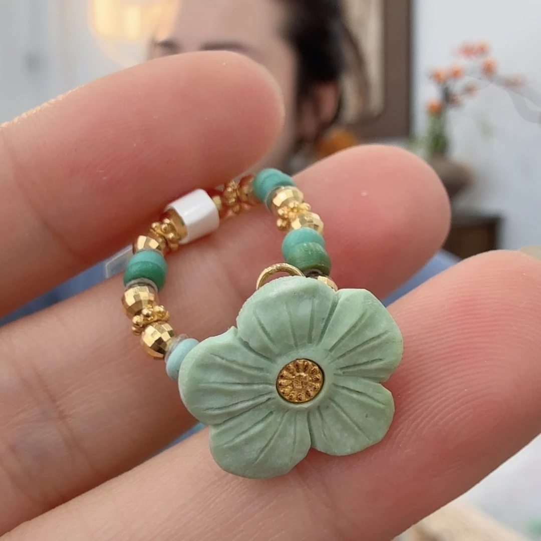 绿松石18K金镶嵌珠宝半成品