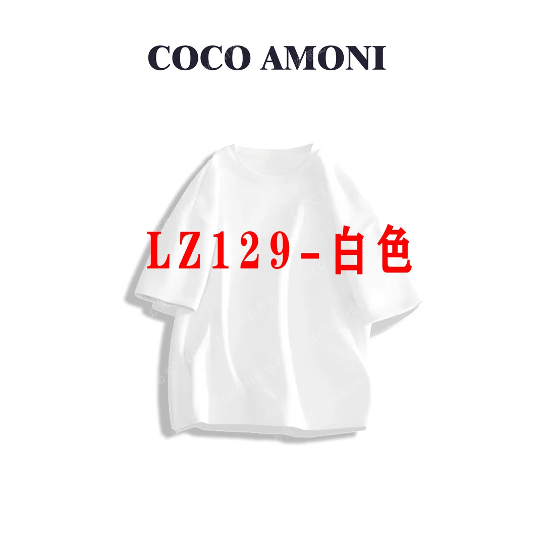 COCO Amoni潮牌蝴蝶绘画印花圆领T恤百搭休闲宽松短袖上衣女LZ129