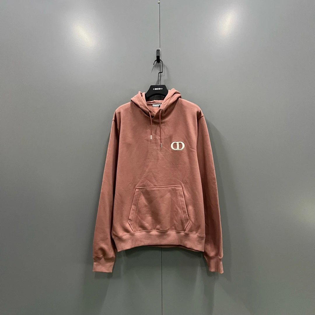 99新 DIOR/迪奥 【花花专属】桃色字母CD刺绣帽衫 bc016575