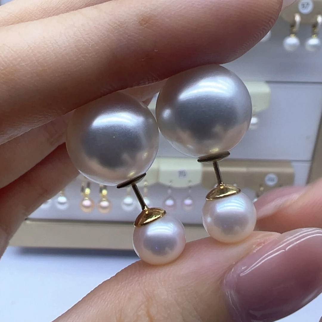 银S925镶嵌淡水珍珠耳饰