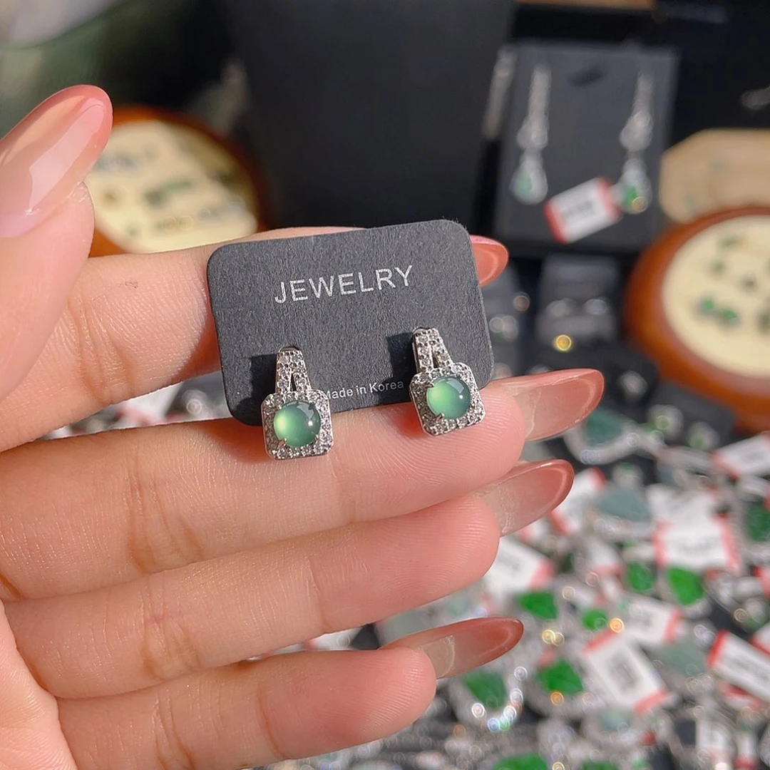 翡翠未镶嵌耳饰耳钉