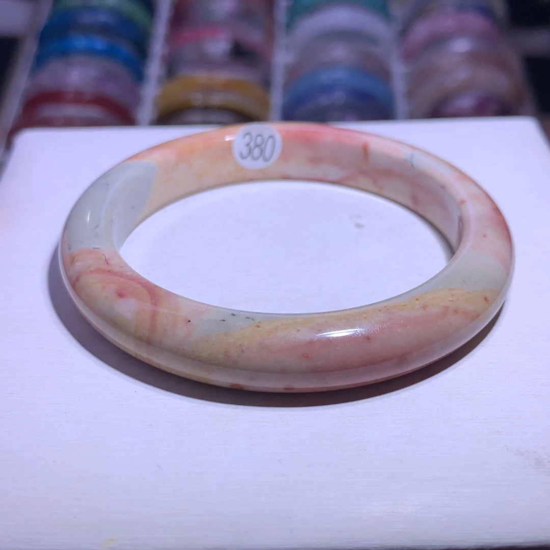 手镯水晶银S925镶嵌海洋碧玉60.2圈380