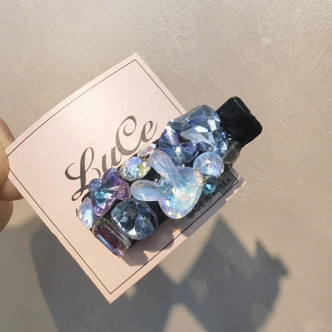 E258蓝色小兔子泡菜款闪闪边夹