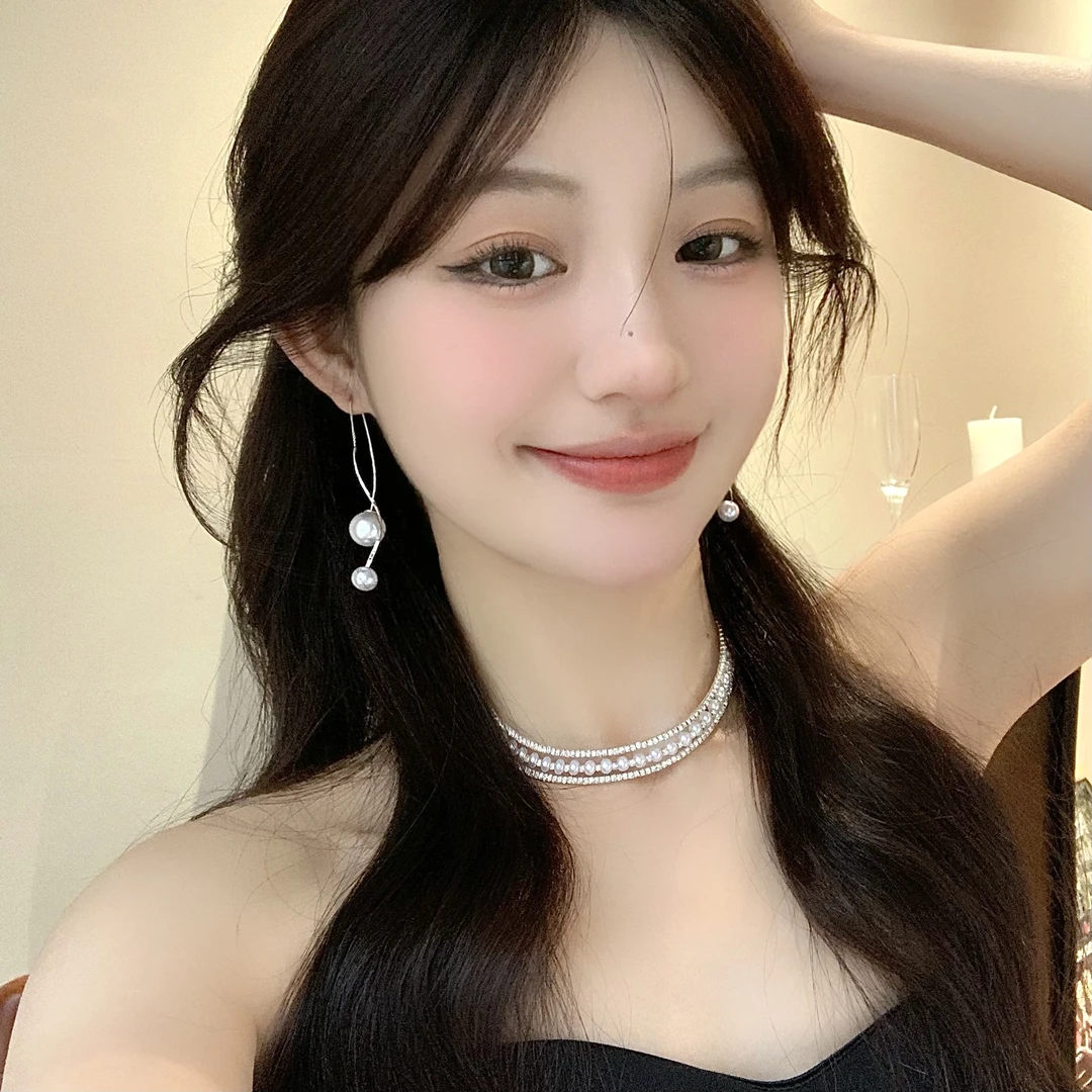 FULL GIRLISH耳环00354后挂珠气质耳钉百搭耳饰