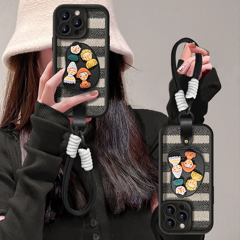 条纹格子支架适用于oppo/vivo/华为/小米/苹果天眼皮纹防摔手机壳