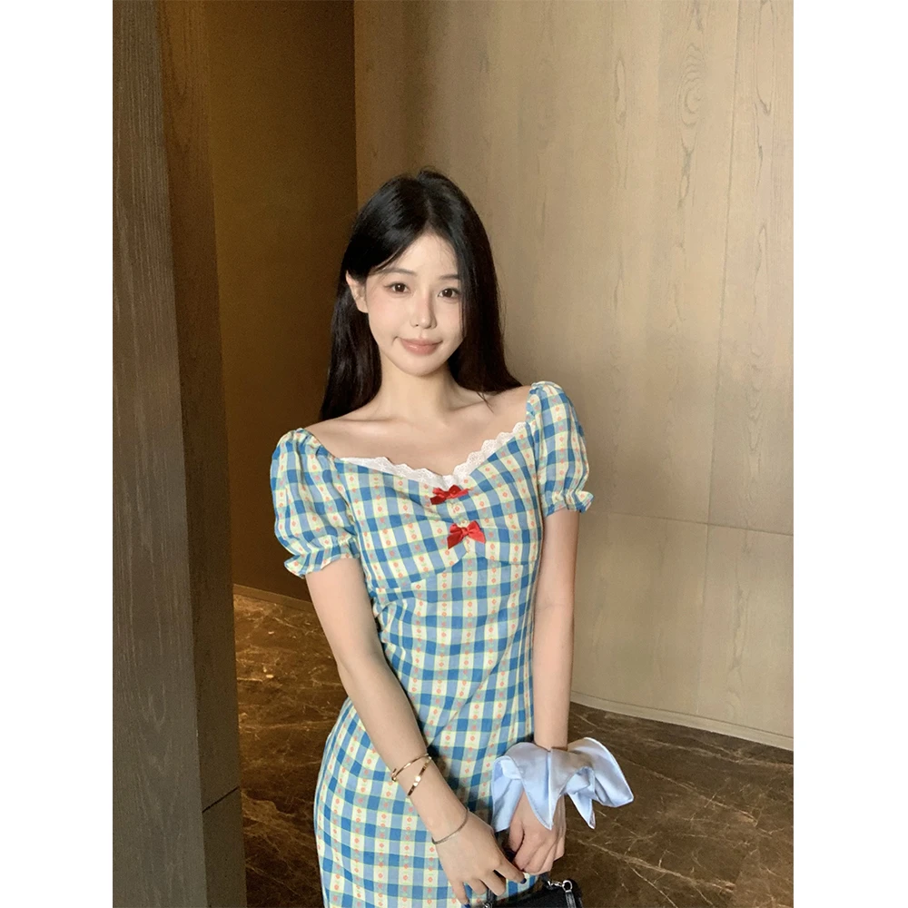 【格林童话】可爱俏皮欧若风连衣裙女夏日蕾丝拼接长短款裙子 D8113