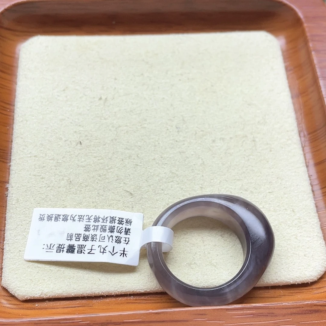 和田玉戒指未镶嵌浓紫小馒头17号