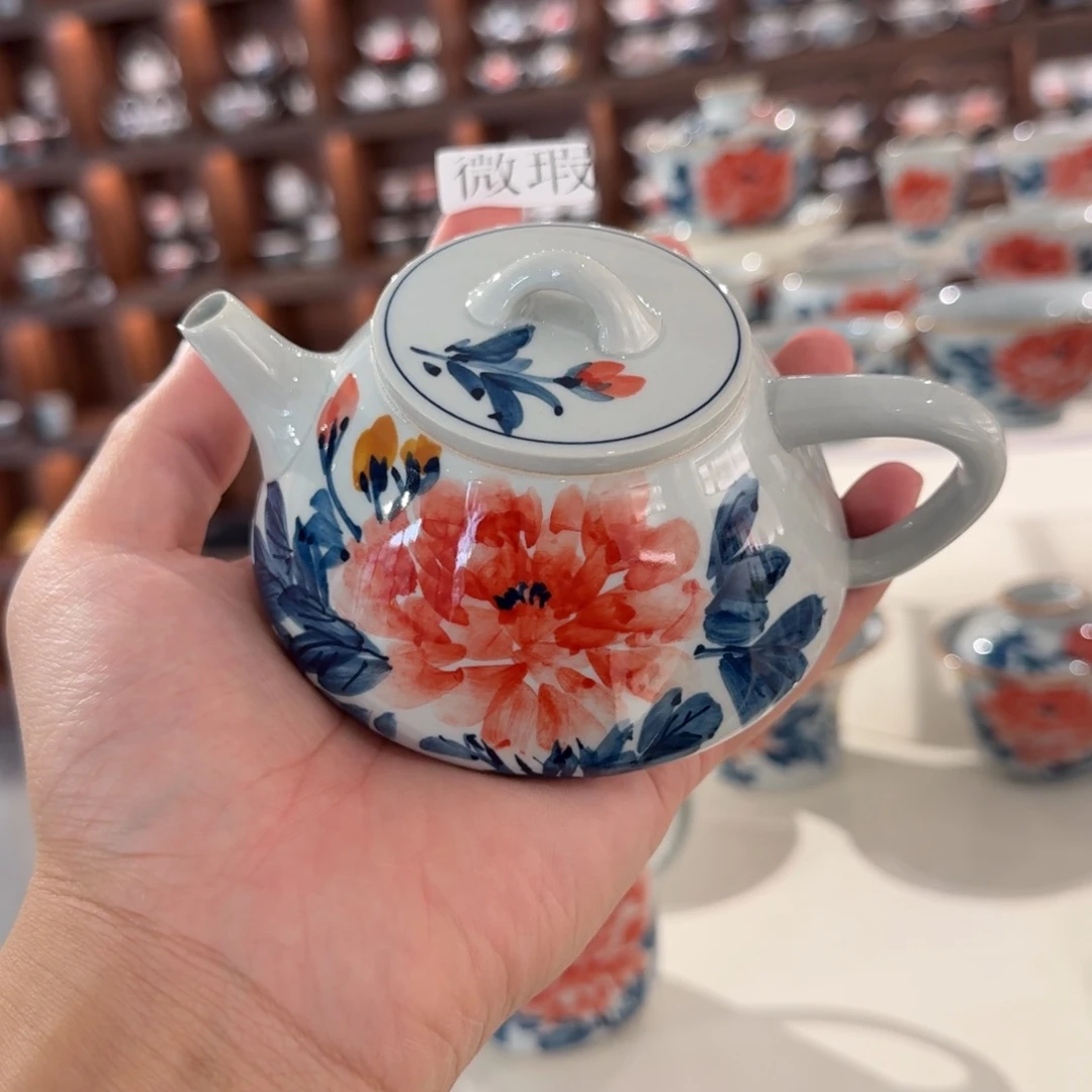 釉下手绘茶具微瑕