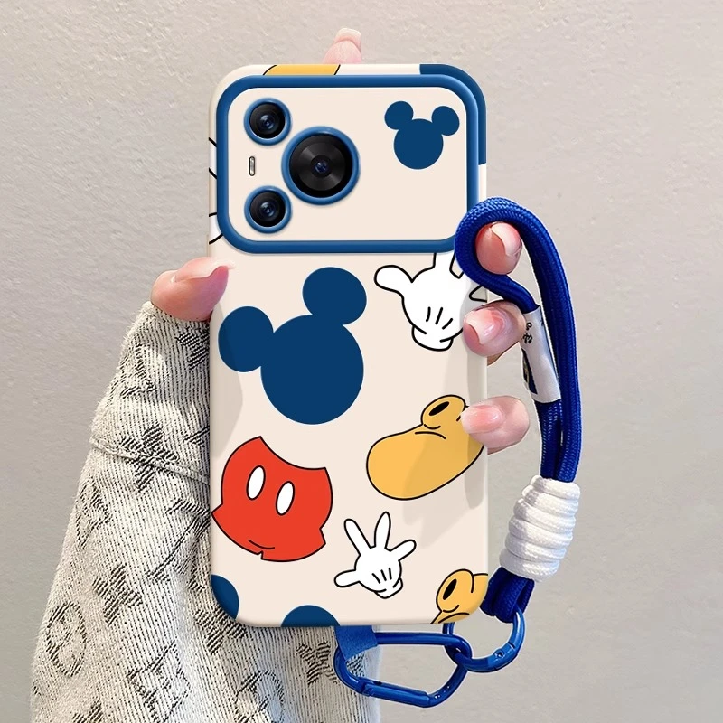 蓝色米琪头适用华为pura80pro手机壳新款防摔70挂绳全包高级硅胶