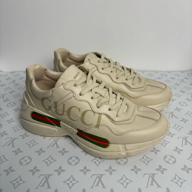 99新 GUCCI/古驰 男款经典时尚复古红绿腰带老爹鞋 40码 98新